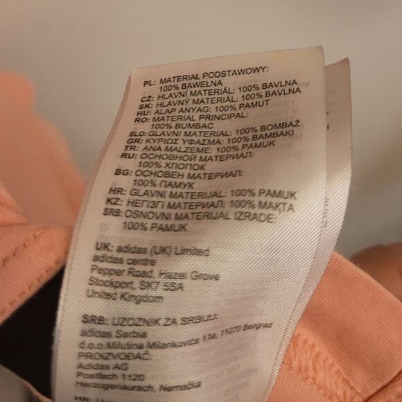 Adidas Pink Cropped Workout T-Shirt Size Small Gym Yoga Athleisure Logo Active - Picture 9 of 10